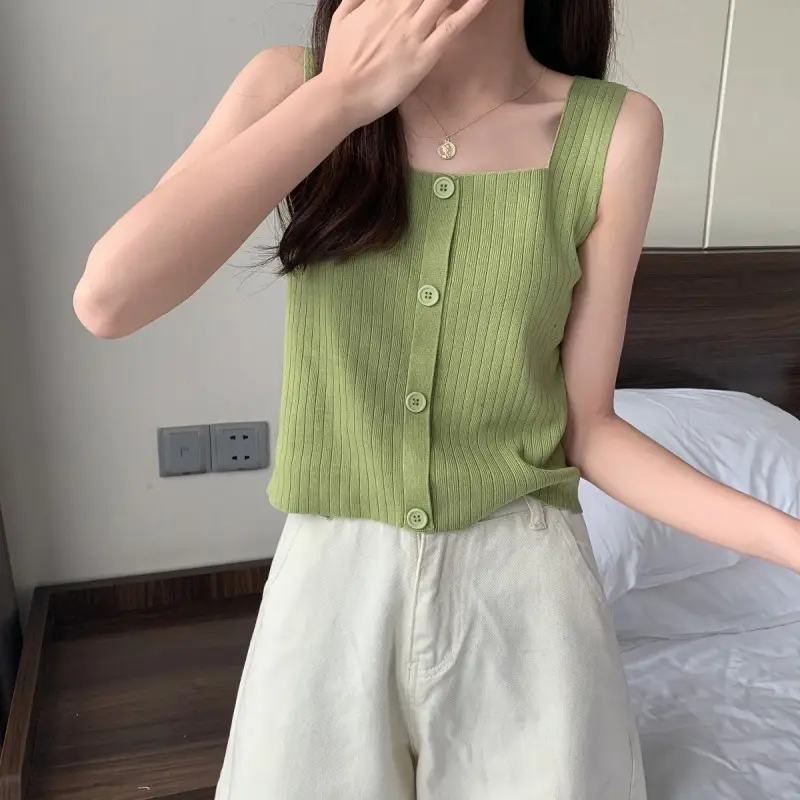 Women Black Knitted Sleeveless Camisole Summer Top — feature 24