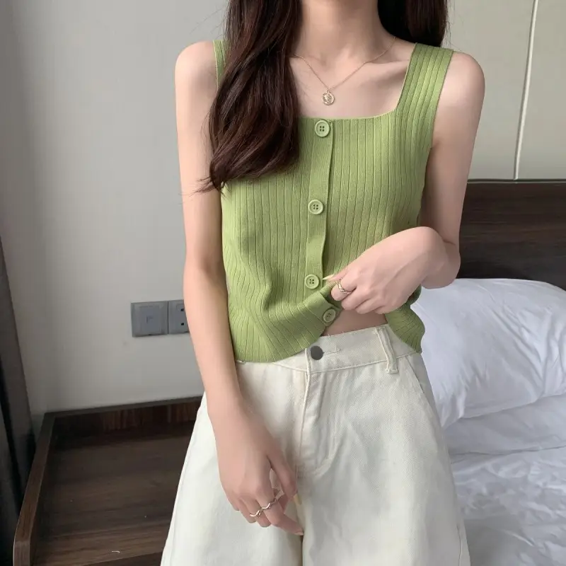 Women Black Knitted Sleeveless Camisole Summer Top — feature 25