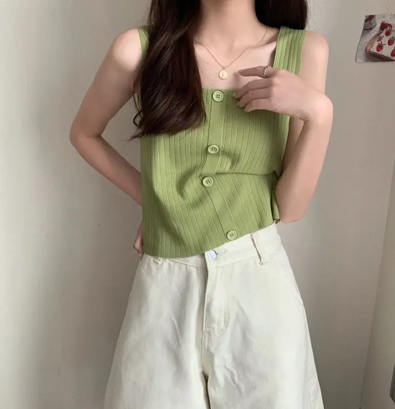 Women Black Knitted Sleeveless Camisole Summer Top — feature 27