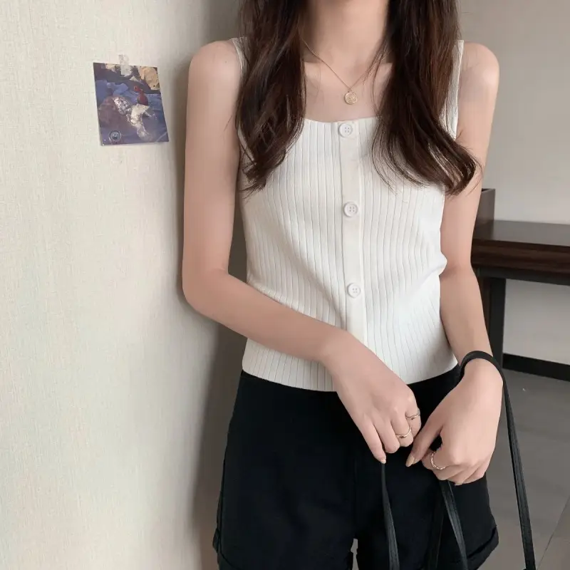 Women Black Knitted Sleeveless Camisole Summer Top — feature 4