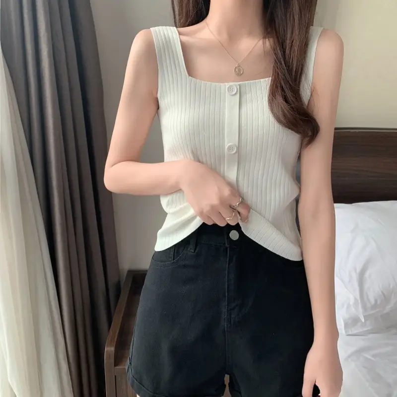 Women Black Knitted Sleeveless Camisole Summer Top — feature 6