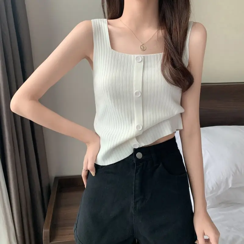 Women Black Knitted Sleeveless Camisole Summer Top — feature 9