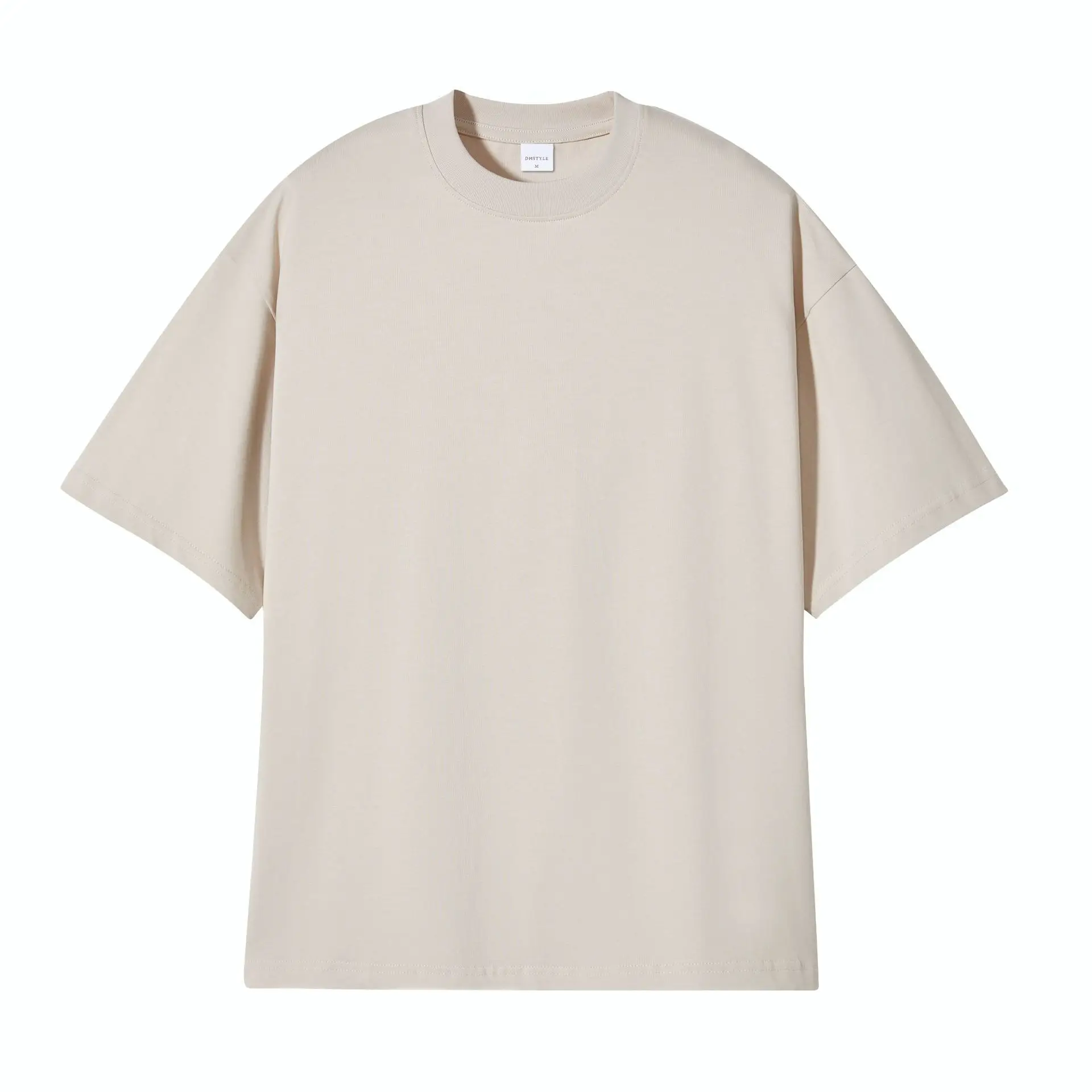 Men White Cotton T-Shirt Shoulder Drop 245g - Image 19