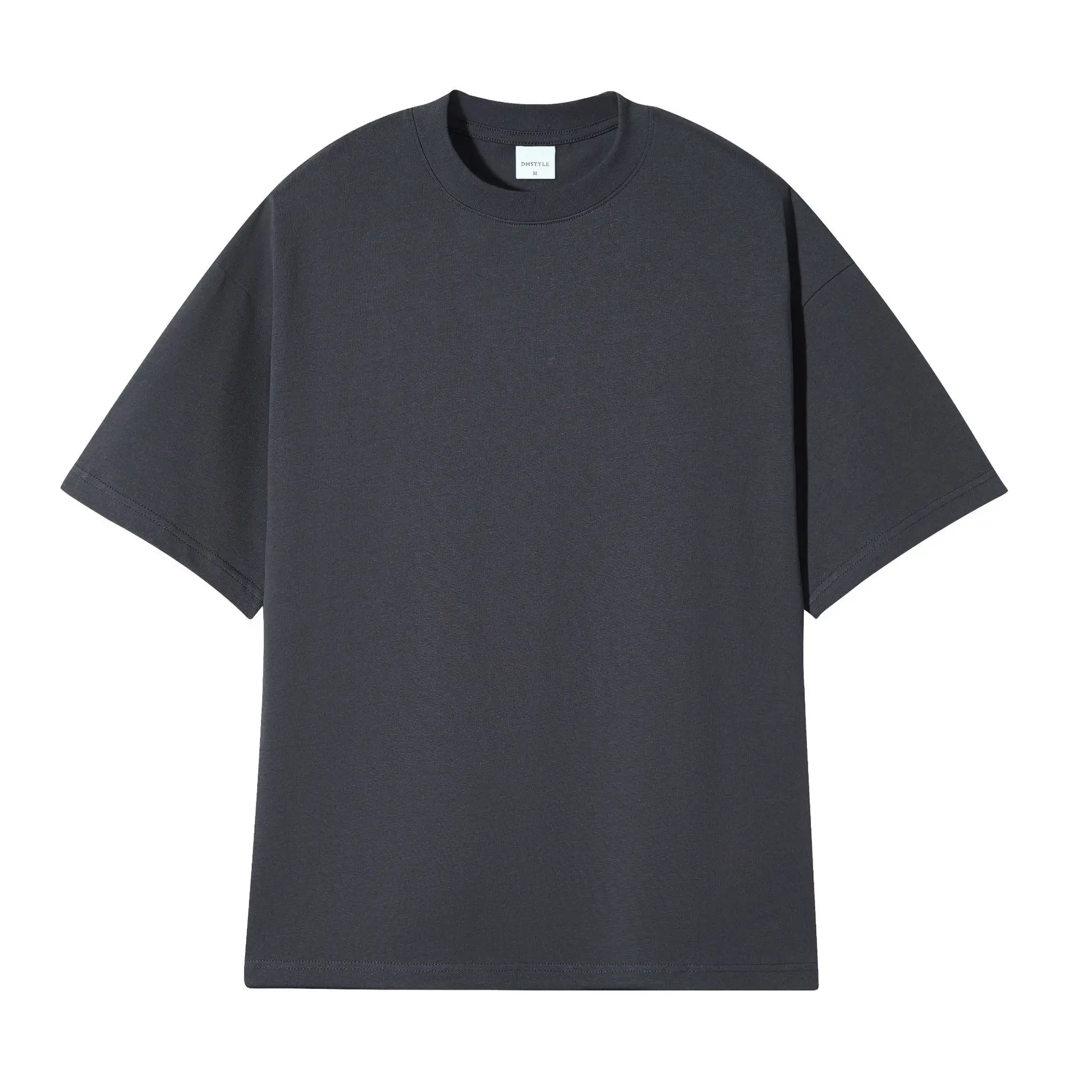 Men White Cotton T-Shirt Shoulder Drop 245g - Image 5