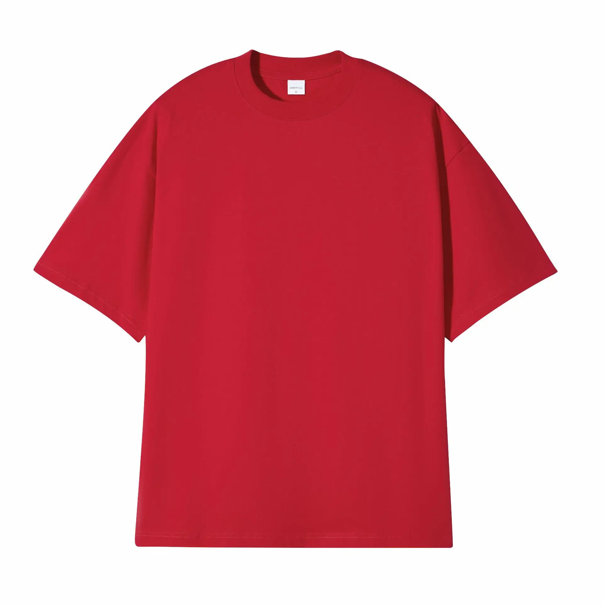 Men White Cotton T-Shirt Shoulder Drop 245g - Image 10