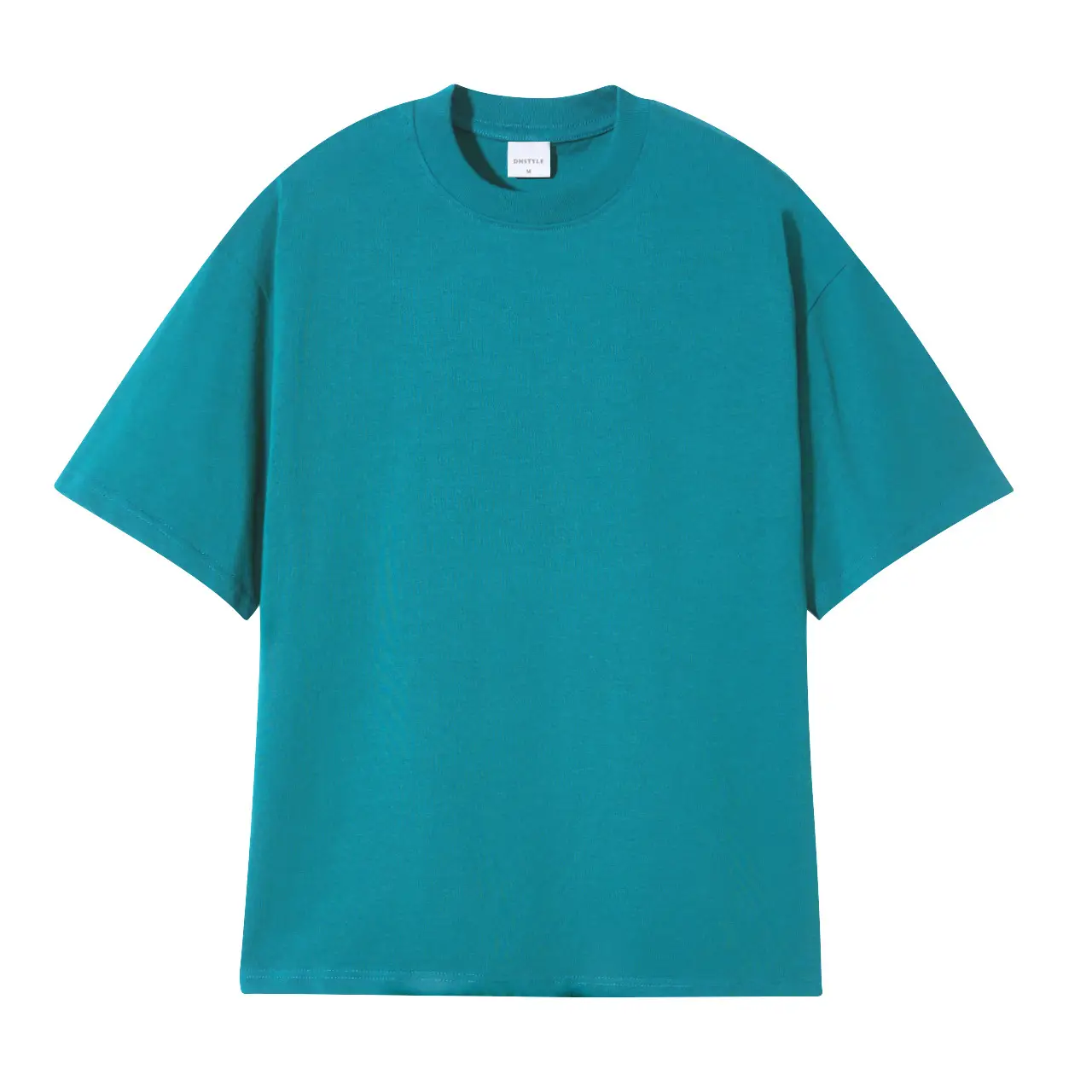 Men White Cotton T-Shirt Shoulder Drop 245g - Image 14