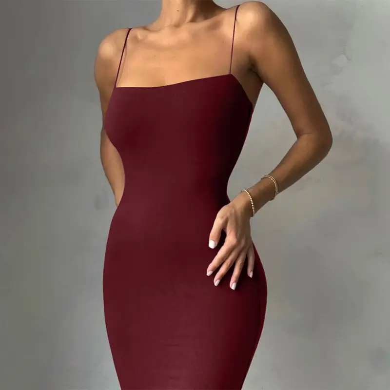 Red Strap Long Dress for Women Summer Wear - Image 6