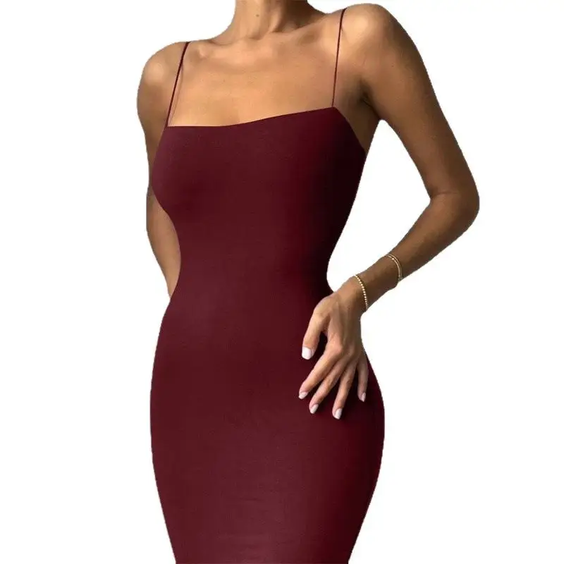 Red Strap Long Dress for Women Summer Wear - Image 8