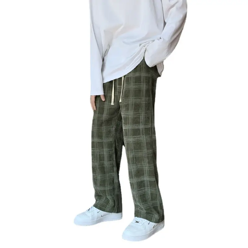 Men's Corduroy Plaid Wide Leg Pants Autumn Winter - Image 6