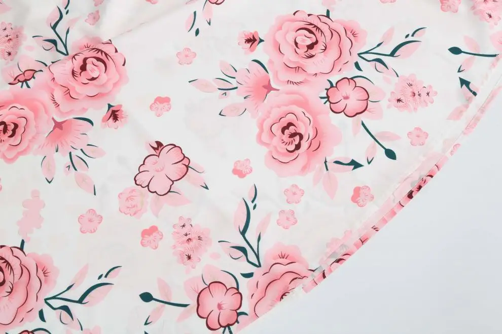 2019 Floral Belted Summer Dress White Pink Rose Print — feature 8