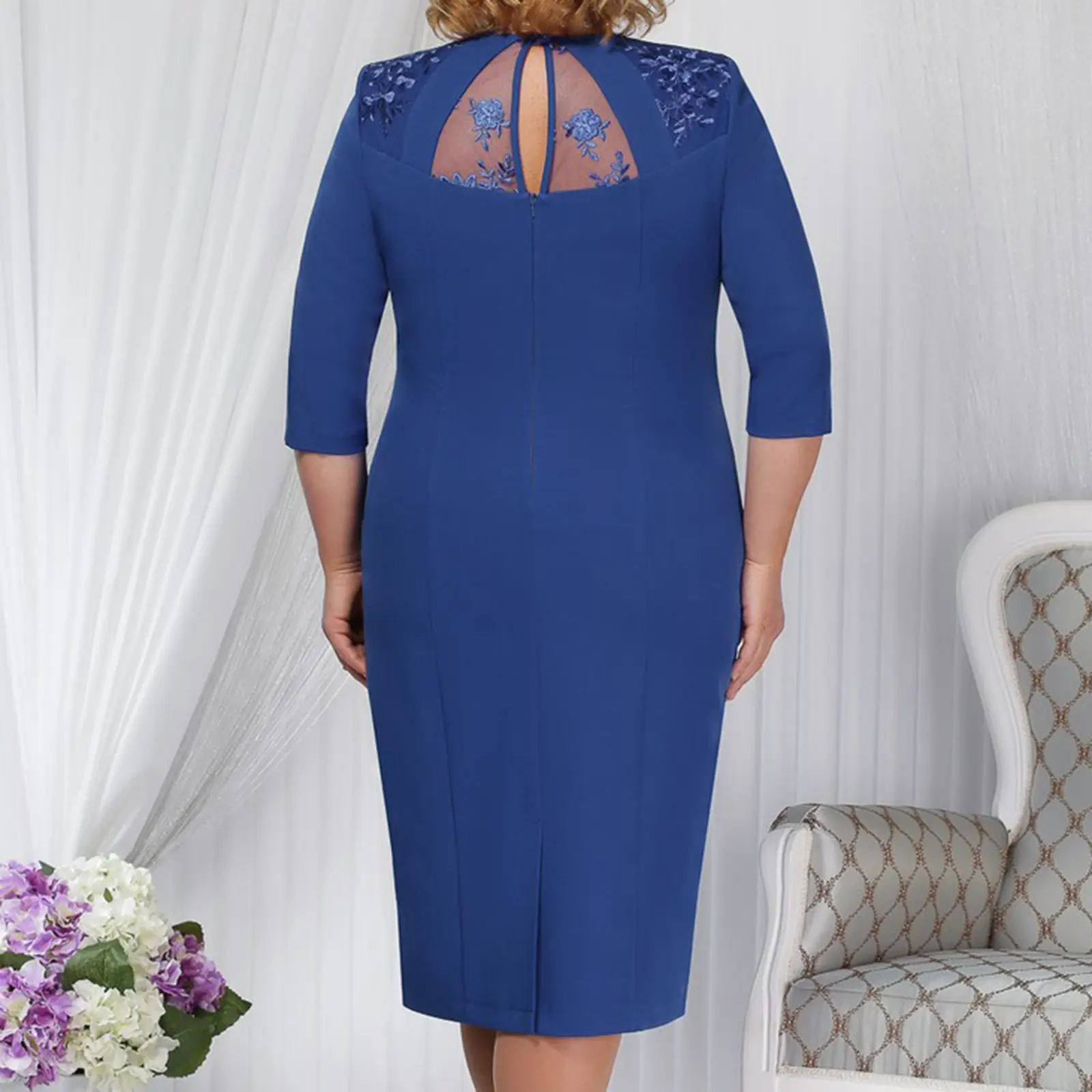 2022 Fake Lace Two-Piece Fat Girl Dress Large Size