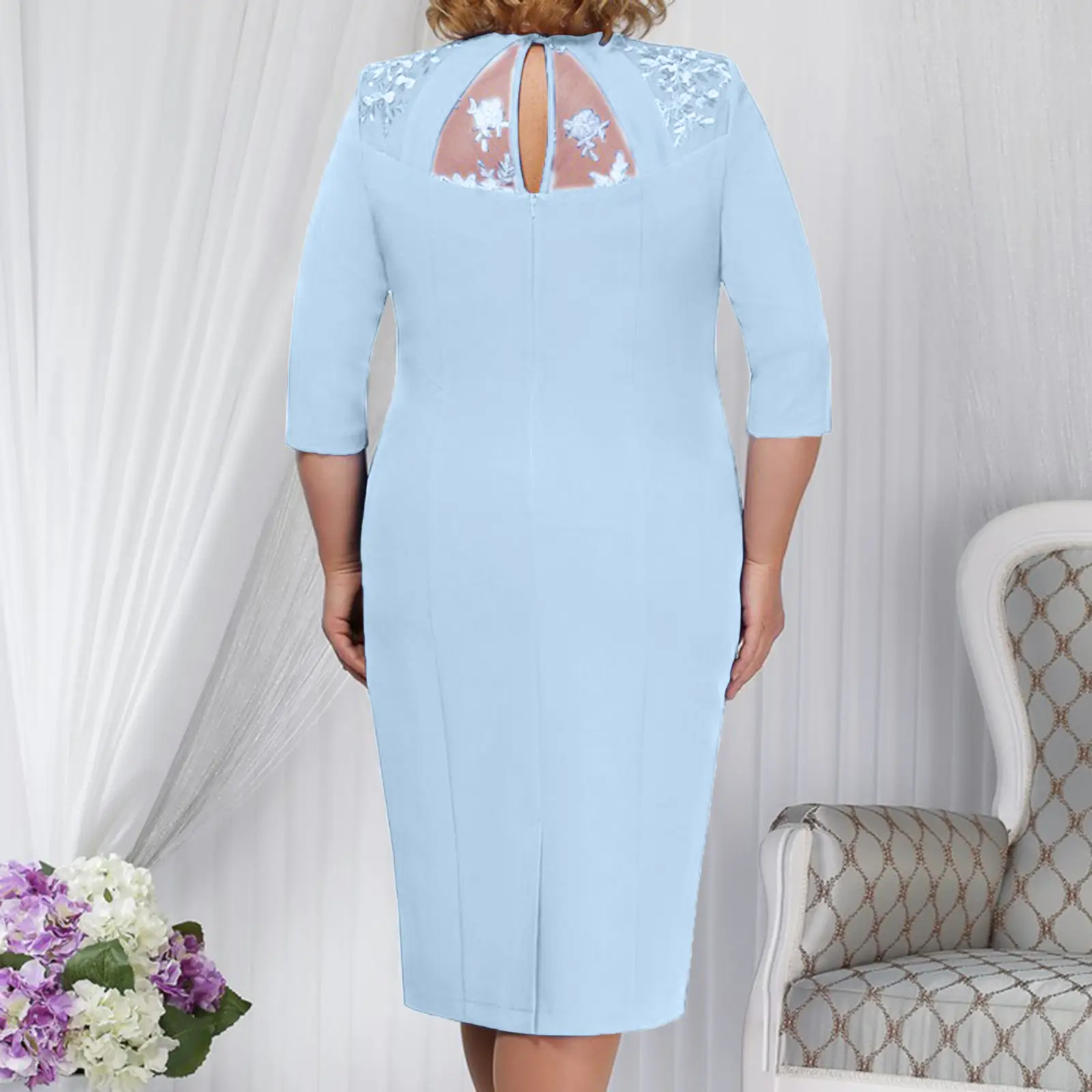 2022 Fake Lace Two-Piece Fat Girl Dress Large Size