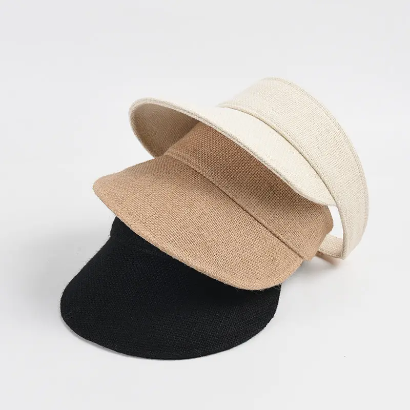 Women's New Linen Sun Hat Beige Black