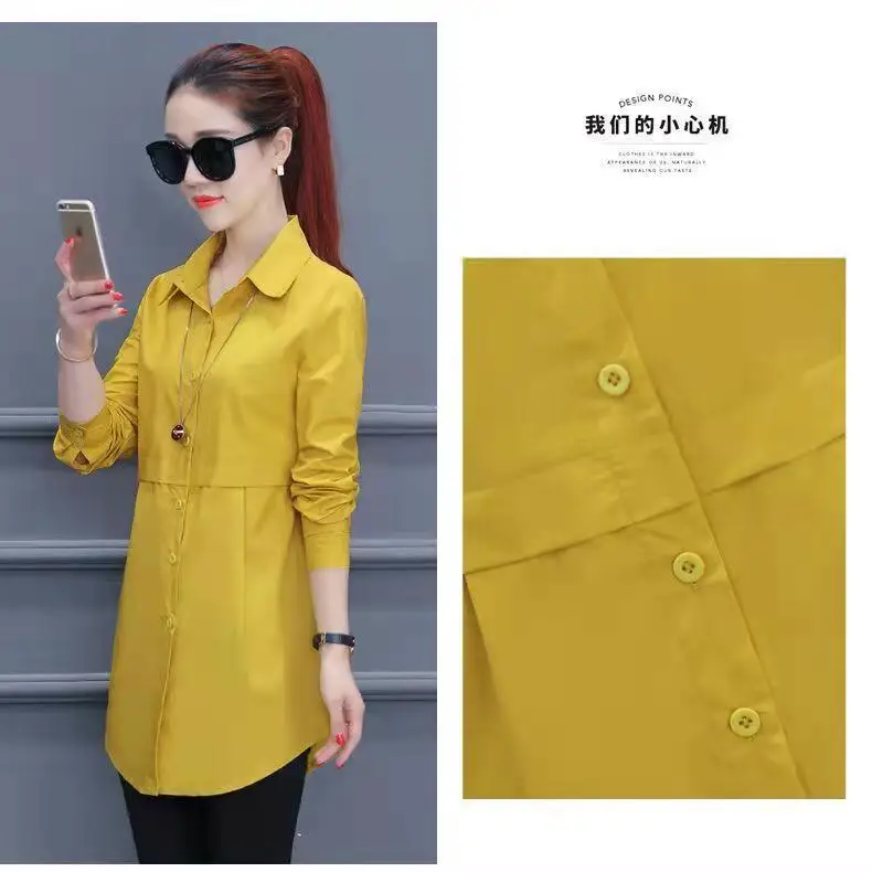 Women's Pink Lapel Shirt Solid Color Long Sleeve — feature 10