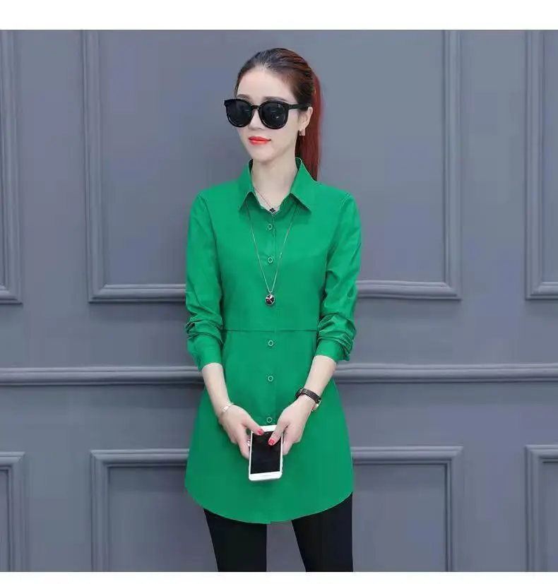 Women's Pink Lapel Shirt Solid Color Long Sleeve — feature 11