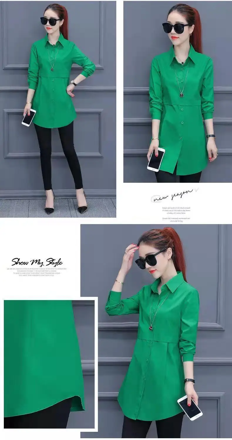 Women's Pink Lapel Shirt Solid Color Long Sleeve — feature 13