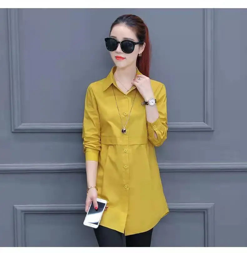 Women's Pink Lapel Shirt Solid Color Long Sleeve — feature 8