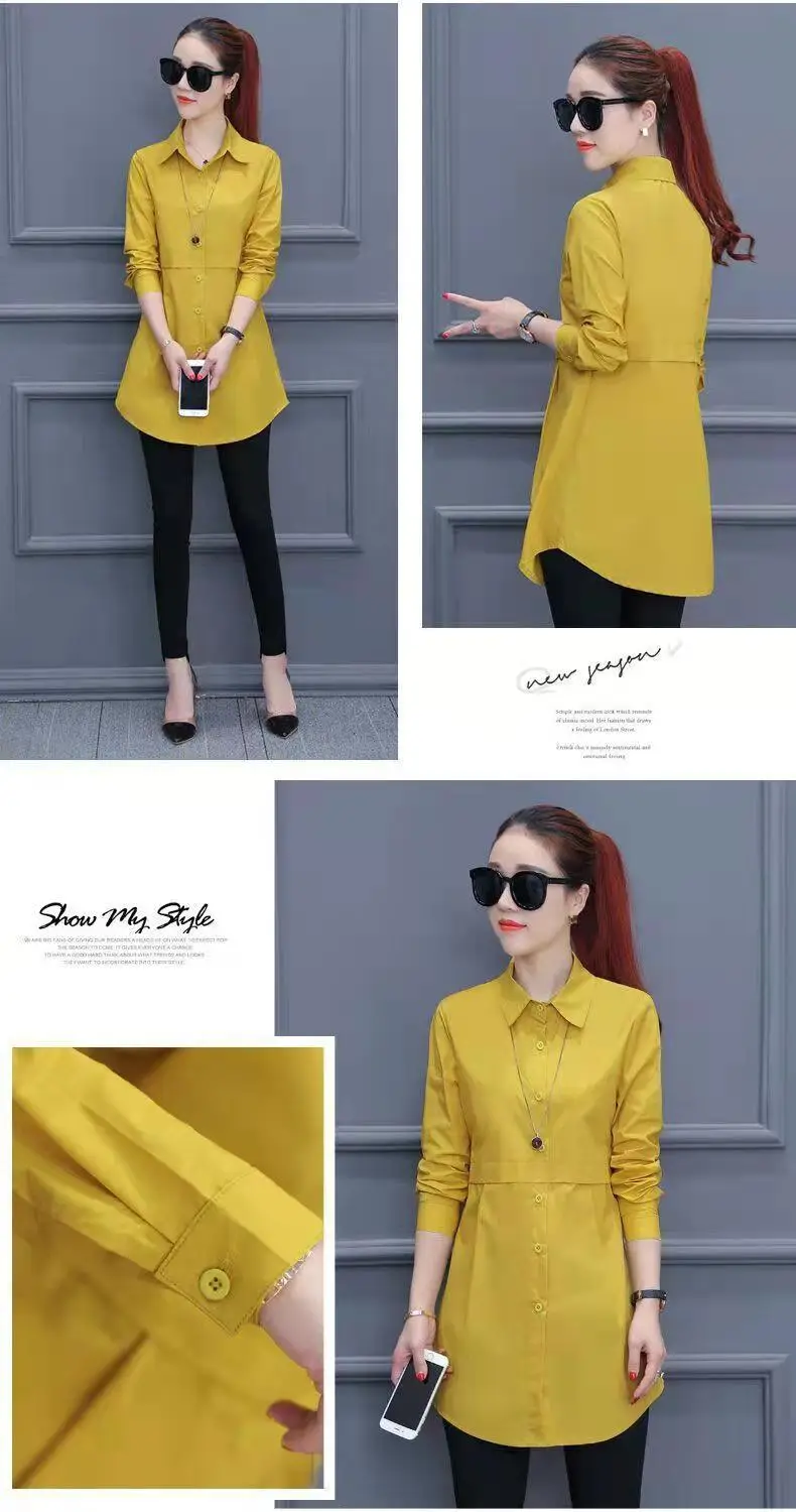 Women's Pink Lapel Shirt Solid Color Long Sleeve — feature 9