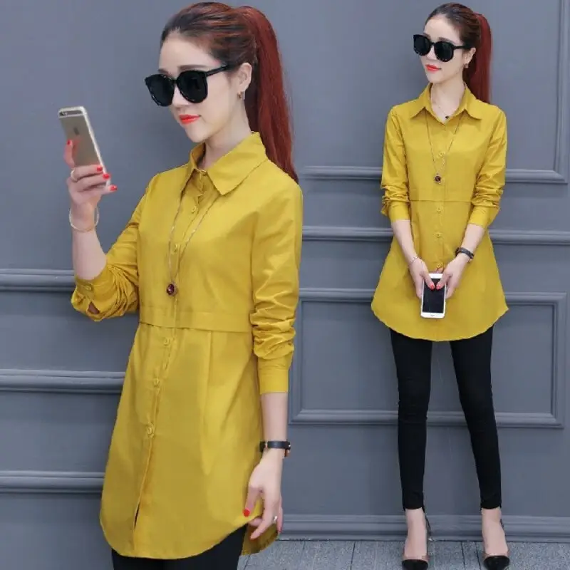 Women's Pink Lapel Shirt Solid Color Long Sleeve - Image 2
