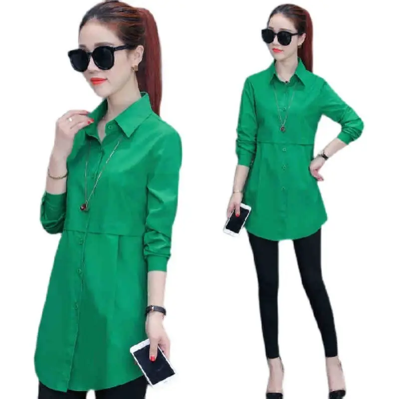 Women's Pink Lapel Shirt Solid Color Long Sleeve - Image 3
