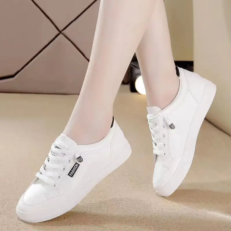 Women White Casual Flat Sneakers 2022 Spring - Image 6