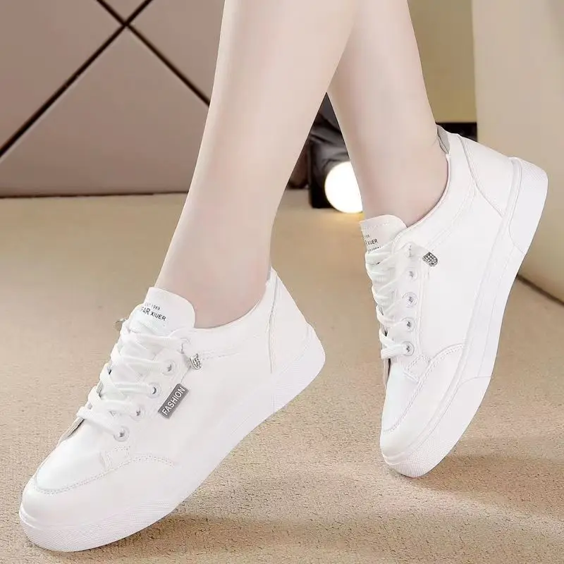 Women White Casual Flat Sneakers 2022 Spring - Image 2