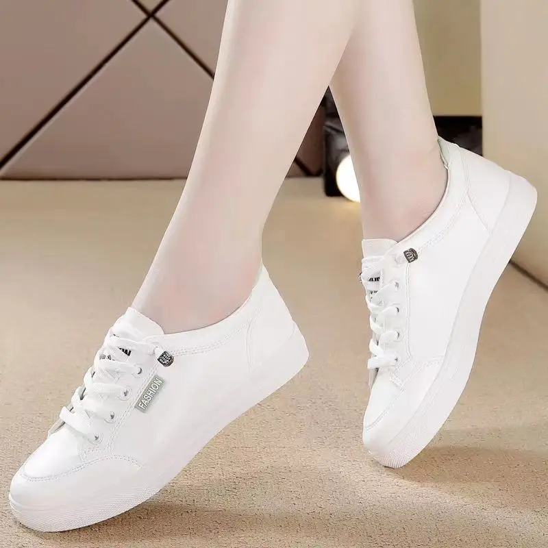 Women White Casual Flat Sneakers 2022 Spring - Image 3