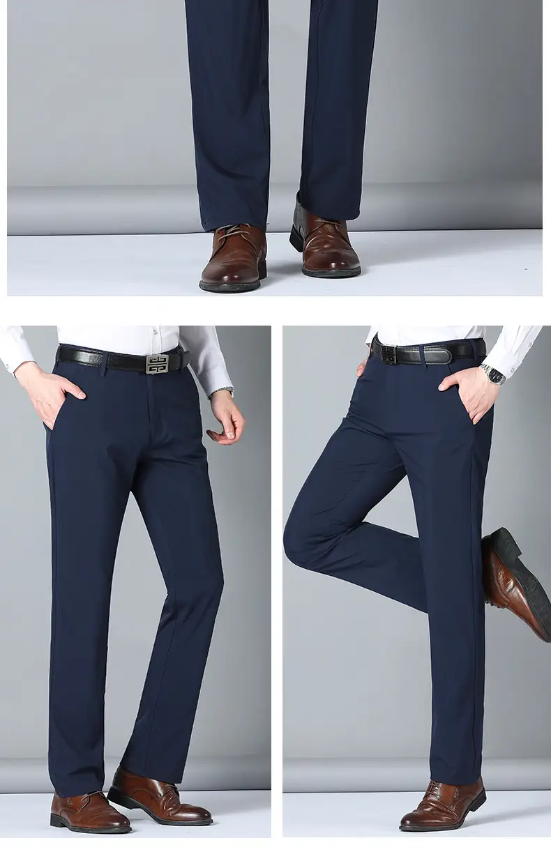Men Black Straight Pants Summer Business Dress High-end — feature 14