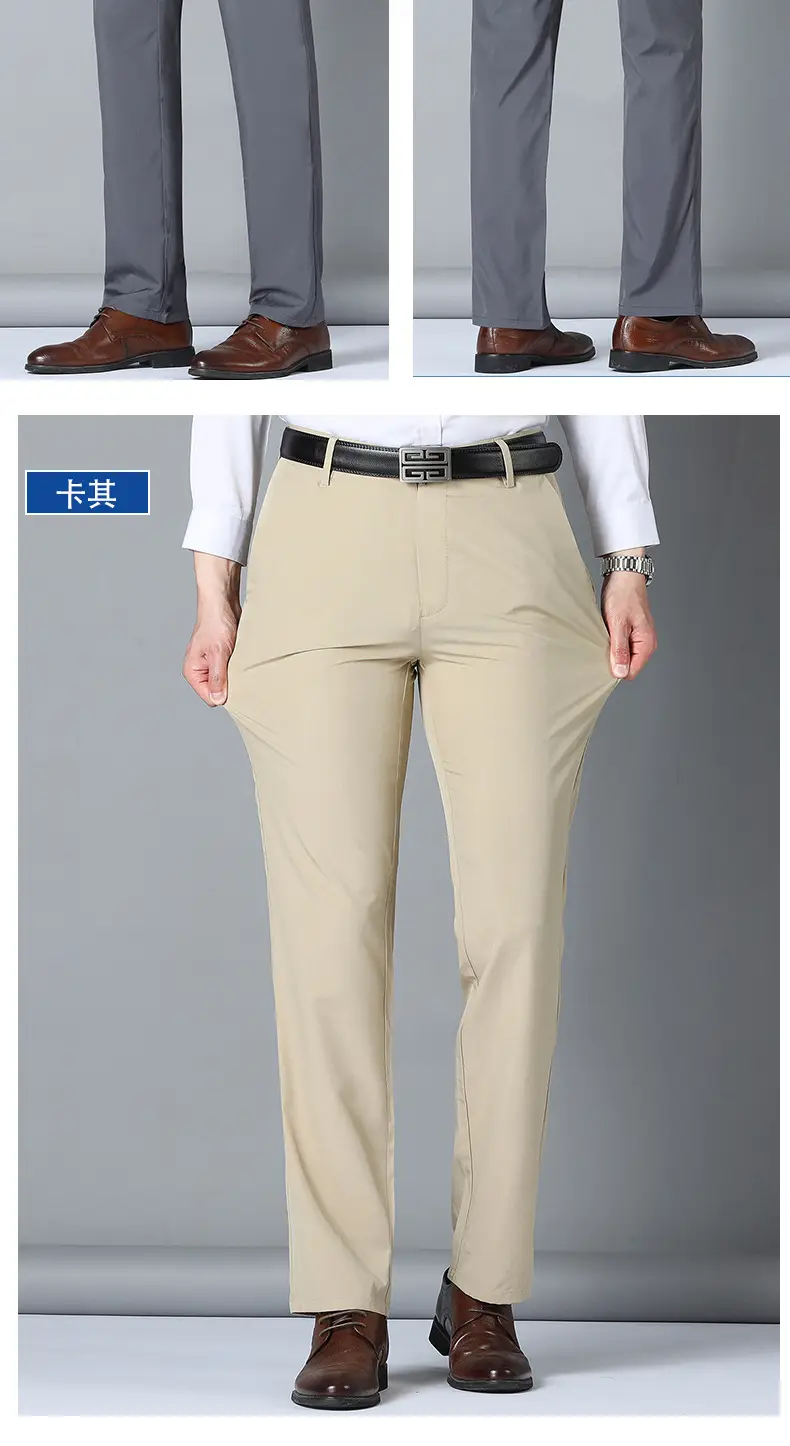 Men Black Straight Pants Summer Business Dress High-end — feature 16
