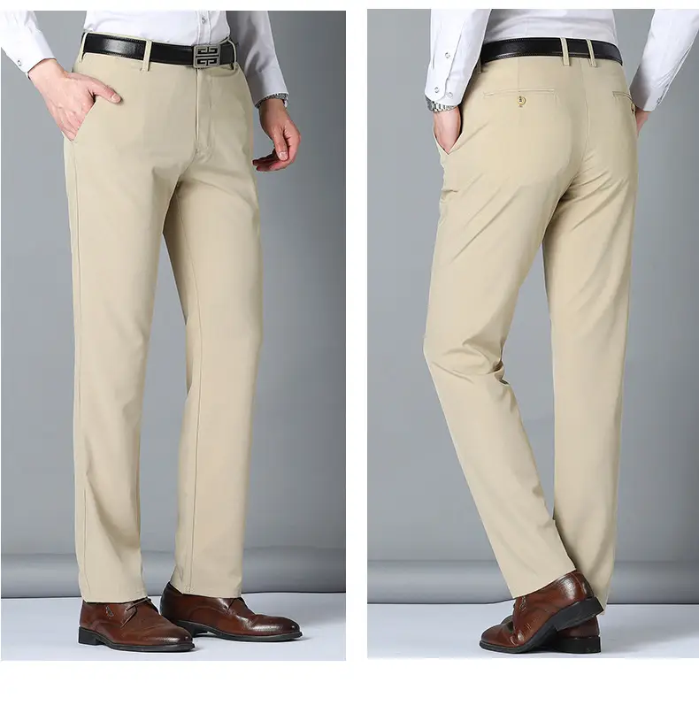 Men Black Straight Pants Summer Business Dress High-end — feature 17