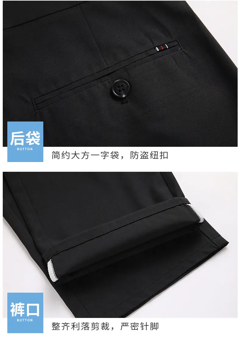 Men Black Straight Pants Summer Business Dress High-end — feature 19
