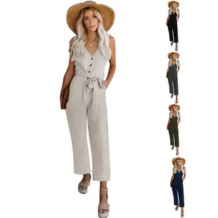2025 Summer Loose Sleeveless High Waist Jumpsuit Large — feature 9