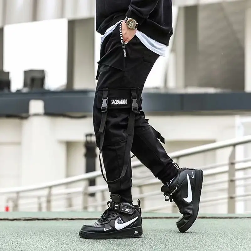 Men's Black Cargo Pants 2021 Casual High Street - Image 5