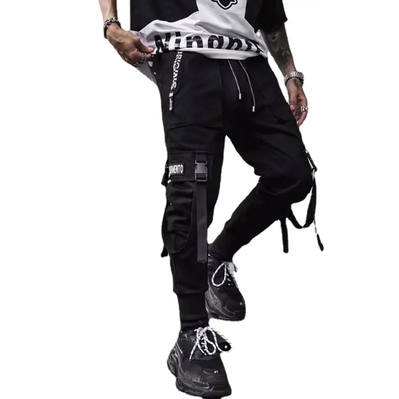 Men's Black Cargo Pants 2021 Casual High Street - Image 6