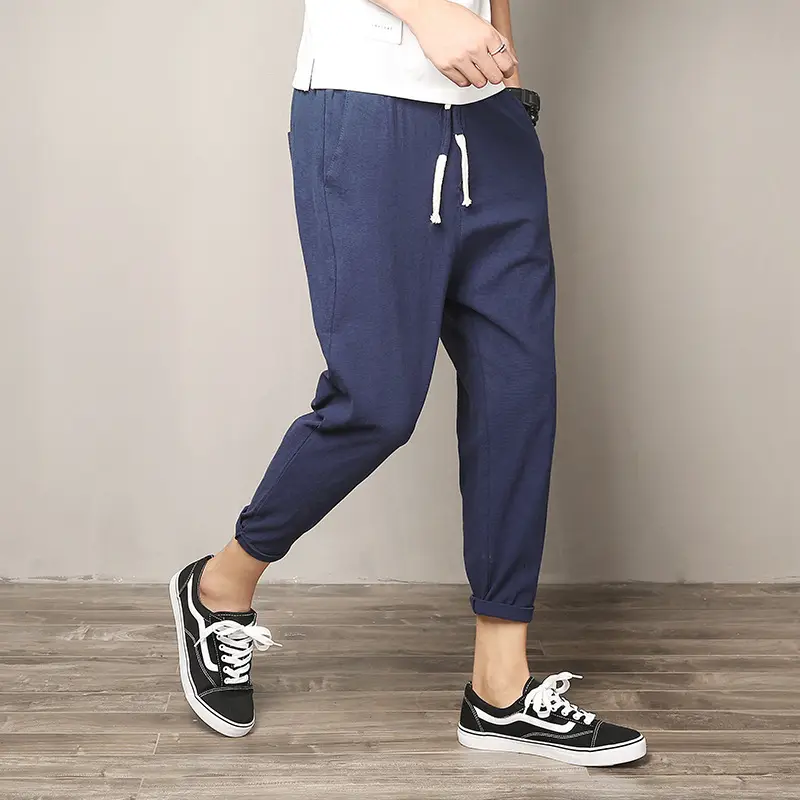 Men Cotton Linen Toe Pants Summer Large - Image 8