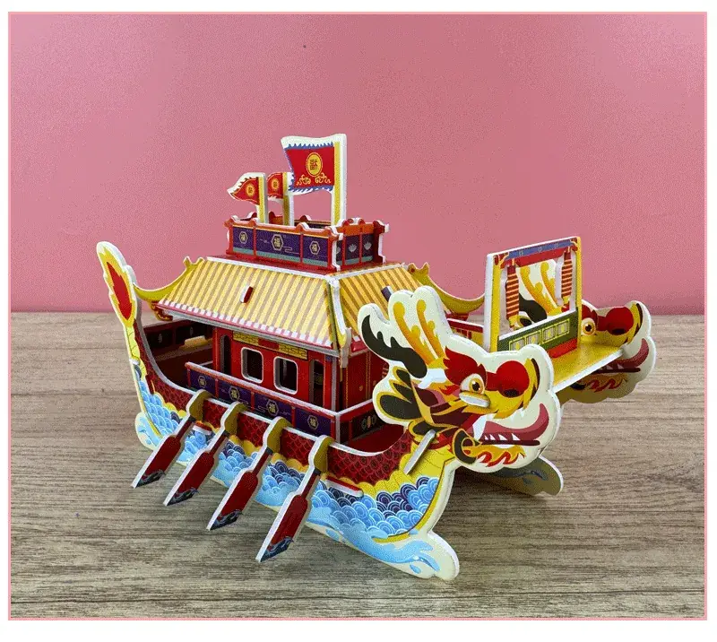 3D Wooden Dragon Boat Puzzle for Kids DIY Handmade Toy - Image 7