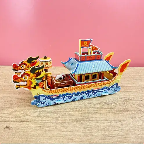 3D Wooden Dragon Boat Puzzle for Kids DIY Handmade Toy - Image 8