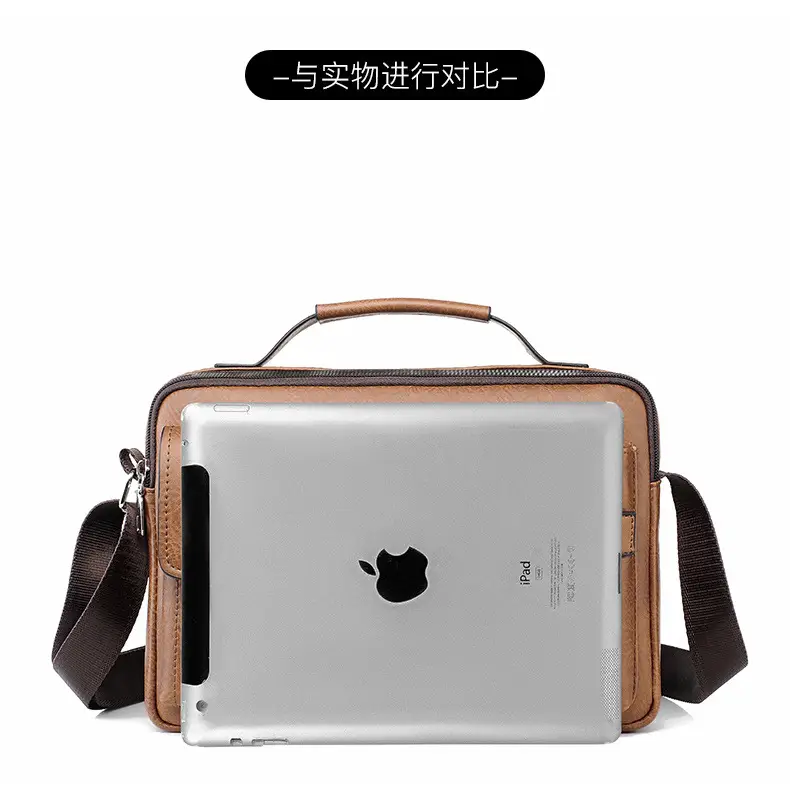 Men's Black Leather Shoulder Crossbody Bag Business Professional — feature 12