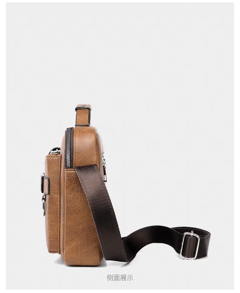 Men's Black Leather Shoulder Crossbody Bag Business Professional — feature 28