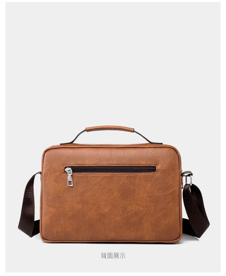 Men's Black Leather Shoulder Crossbody Bag Business Professional — feature 29