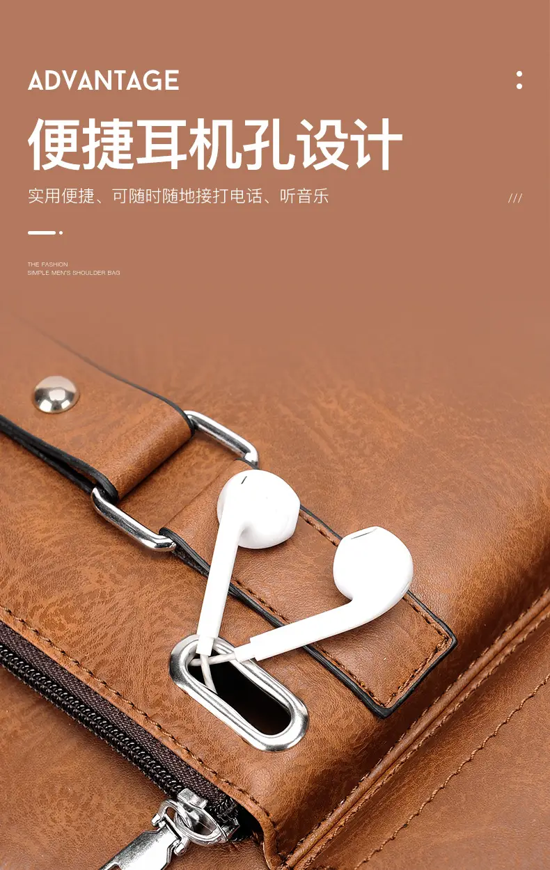 Men's Black Leather Shoulder Crossbody Bag Business Professional — feature 8