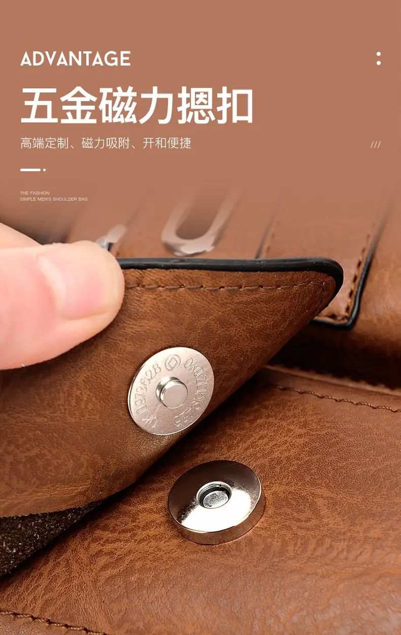 Men's Black Leather Shoulder Crossbody Bag Business Professional — feature 9