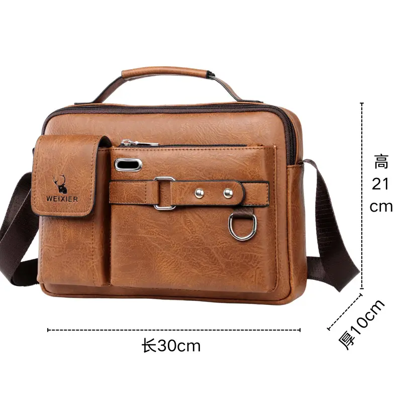 Men's Black Leather Shoulder Crossbody Bag Business Professional - Image 7