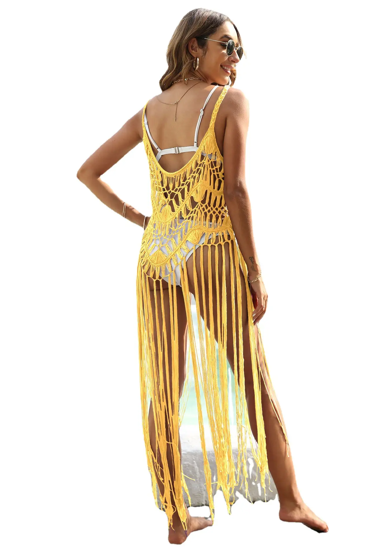 Ladies Tassel Hollow Hand HooK Dress Beach Cover-up - Image 11