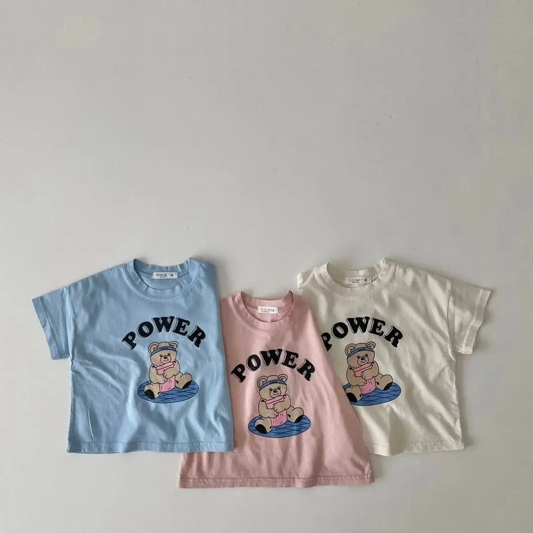Pink Power Bear Short Sleeve T-Shirt for Boys Girls