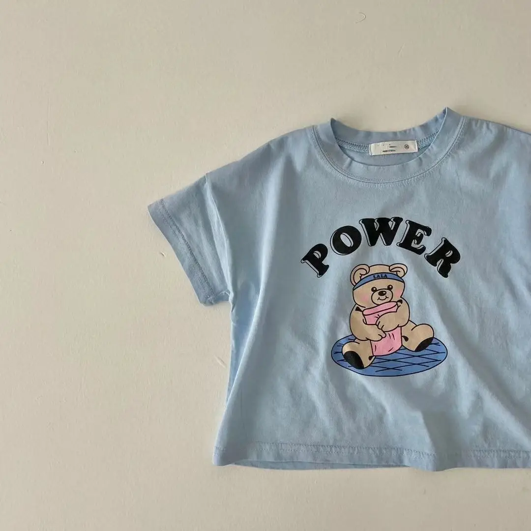 Pink Power Bear Short Sleeve T-Shirt for Boys Girls