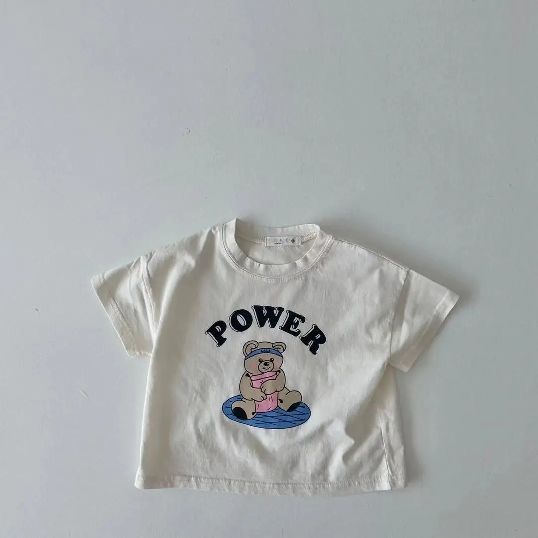 Pink Power Bear Short Sleeve T-Shirt for Boys Girls