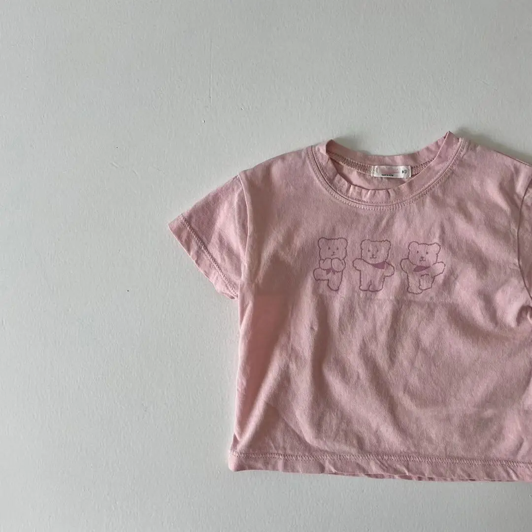 INS Baby's Short Sleeve T-Shirt Three Action Bear Bear Crewneck - Image 8