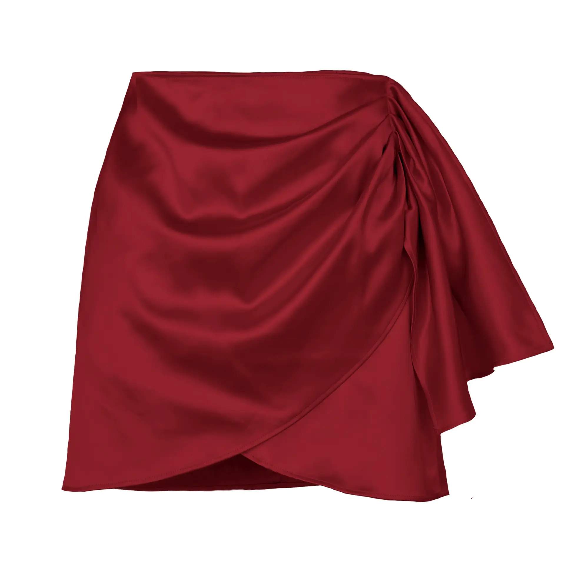 2022 Green Satin Pleated Skirt Set High Waist Shorts - Image 2