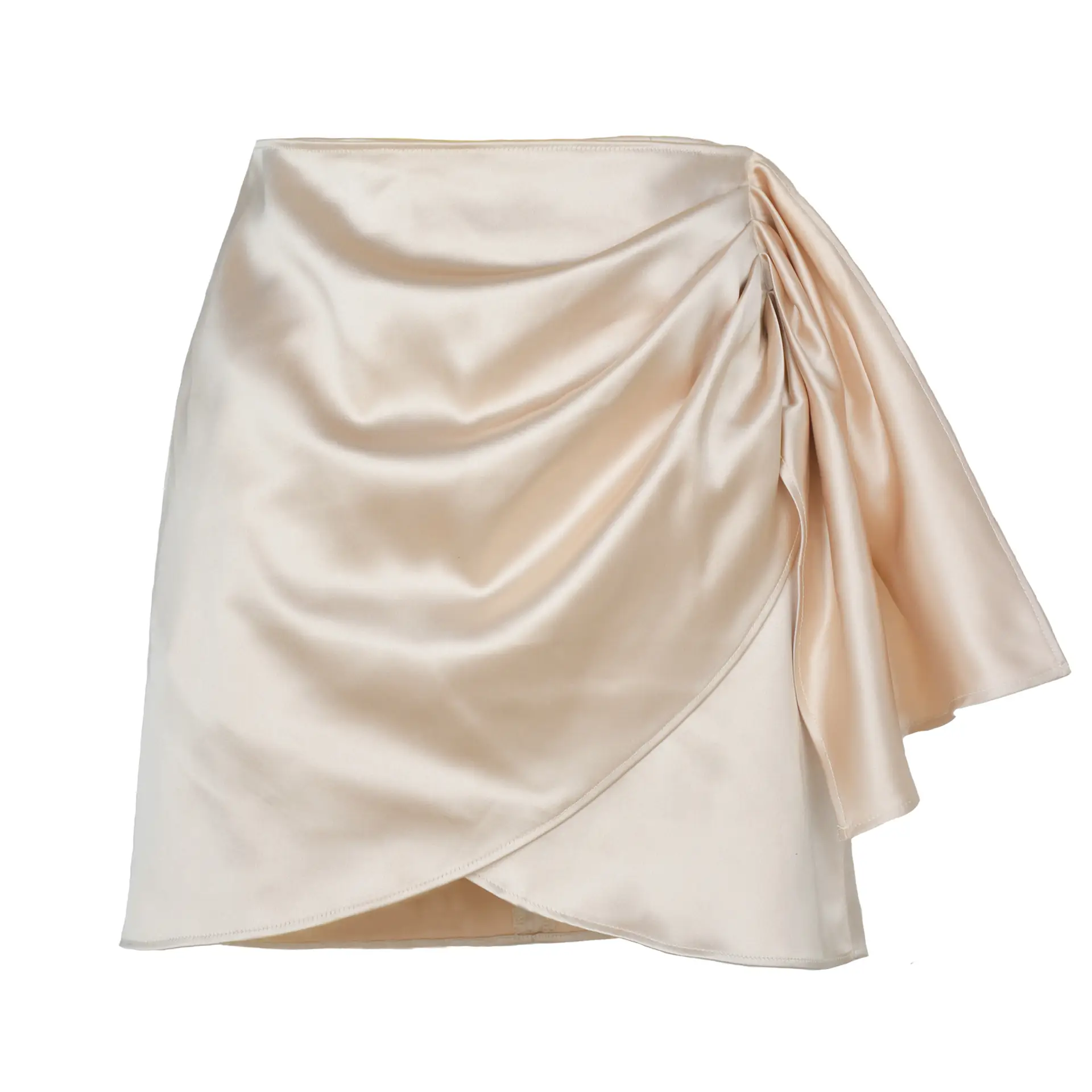2022 Green Satin Pleated Skirt Set High Waist Shorts - Image 4